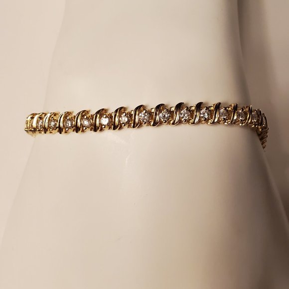 Jewelry - Diamond tennis S-link bracelet 14K yellow gold